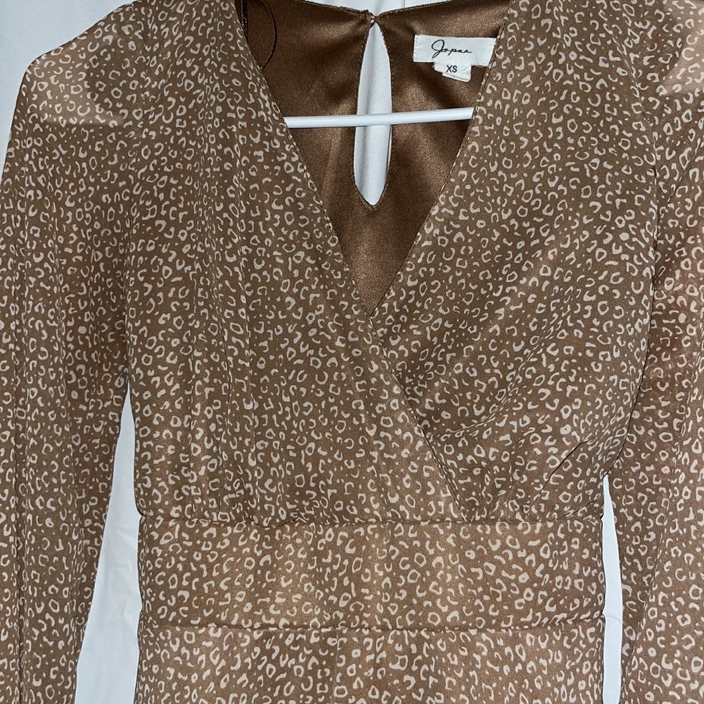 Brown Mini Dress with Sleeves - Picture 2 of 3